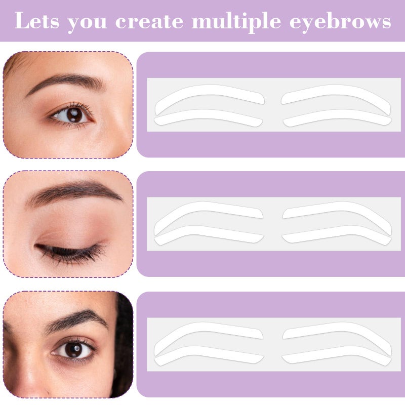 Bremorou 60 Pcs Eyebrow Templates for Women Eyebrow Stencil Stickers Disposable Adhesive Eyebrow Template Sticker for Shaping Airbrush Eyebrow Tape Shaper Template for Tinting Makeup - Image 3